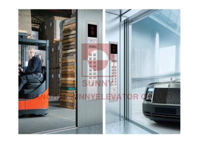 China Elevator Parts Checked Steel Plate Floor Freight Elevator Car Decoration With Large Space for sale