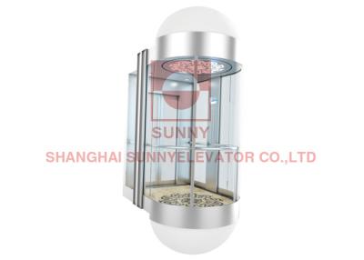 China 1600kg Panoramic Hydraulic Exterior Glass Elevator With Mirror Stainless Steel for sale