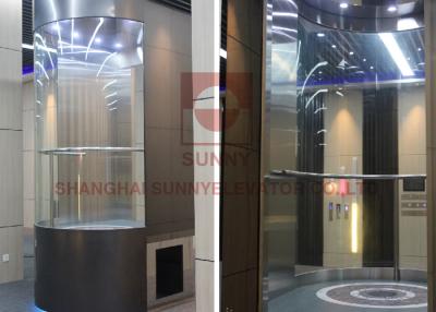 China Tetragonal 2100kg Glass Stainless Steel Panoramic Elevator With MR / MRL for sale