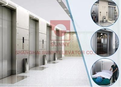 China 1000kg Low Noise Hospital Bed Elevator With Hairline Steel Cabin for sale