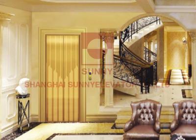 China 400kg Mini Home Elevator With Wood Veneer Mirror Etched And Single Door Knife for sale