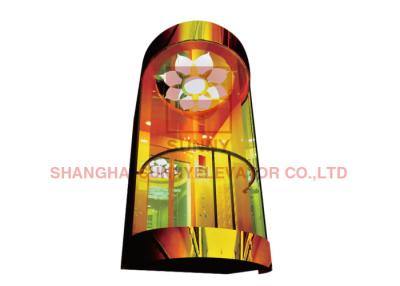 China Titanium Gold Mirror Acrylic Lighting Decoration VVVF Panoramic Elevator for sale