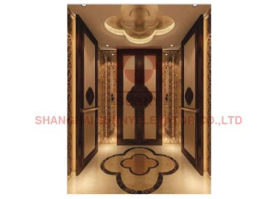 China Golden Mirror Etching Traction Passenger Elevator With Manarch Control for sale