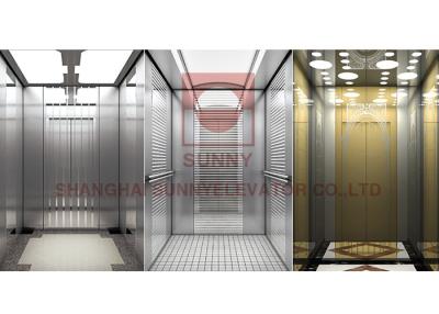 China 800KG ROSE GOLDEN LUXURIOUS MRL PASSENGER ELEVATOR LIFT WITH STAINLESS STEEL HANDRAIL for sale