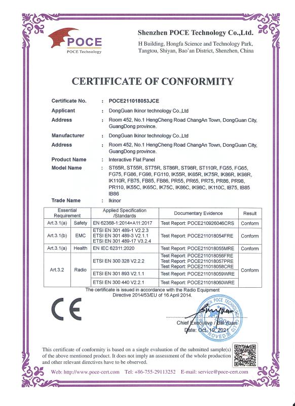  - Dongguan Ikinor Technology Co., Ltd.