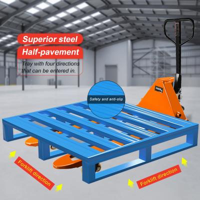 China Foldable Steel Pallet Flat Iron Pallet Tray Heavy Duty Racking Steel Pallet Metal Storage Pallets for sale