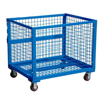 China Heavy Duty Warehouse Portable Galvanized Folding Wire Mesh Storage Cage Stackable Pallet Cage for sale