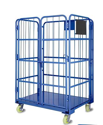 China Metal Foldable Nesting Logistics Warehouse Transport Cargo Steel Wire Mesh Cage Trolleys for sale