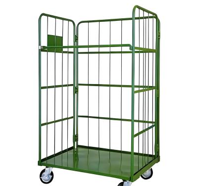 China Storage Roller Cage Trolley Folding Metal Logistics Rolling Container Security Warehouse for sale