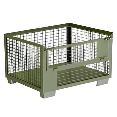 China Heavy Duty Collapsible Foldable Transport Metal Wire Mesh Pallet Box for sale