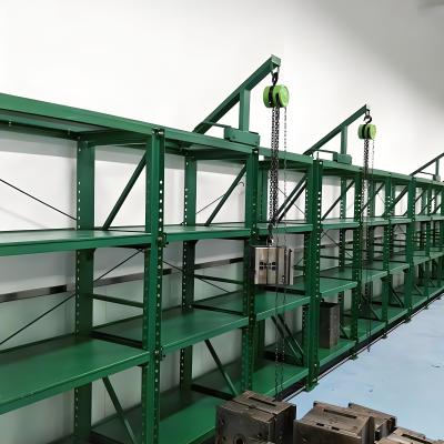 China 4Layers Industrial Heavy Duty Full Drawer Mold Storage Rack with Lifting Crane for sale