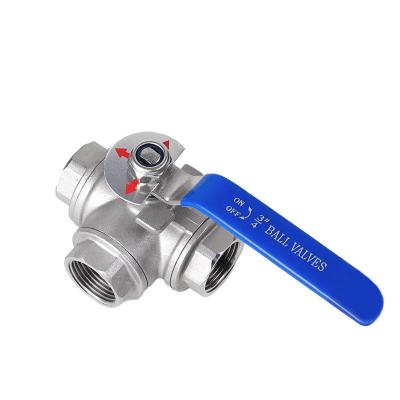 China DN8-DN65 Channel Tee Type 3-Way T-Port CF8 CF8m Ball Valve for Oil and Gas Industry for sale