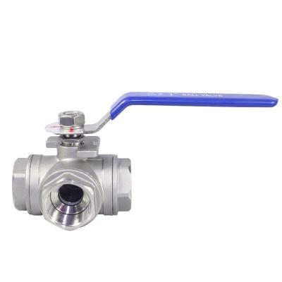 China Household Usage Stainless Steel Tee Type Three Way Ball Valve with Threaded Connectio for sale