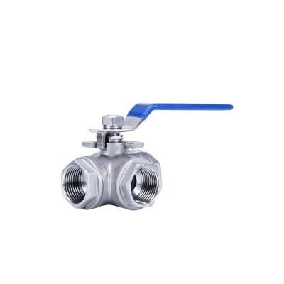 China SS304 316 Three Way Female Thread Stainless Steel Ball Valve NPT Bsp BSPT Connection for sale