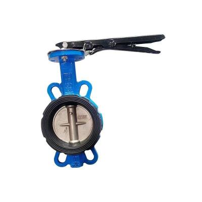 China ANSI CF8 EPDM PTFE Strong Acid Ductile Iron Lever Opreated Wafer Lug Butterfly Valve for sale