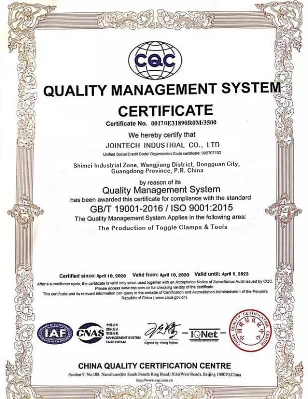 QUALITY MANAGEMENT - Jointech Industrial Co.,Ltd