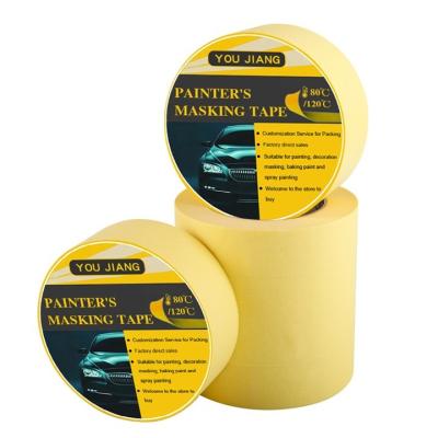 China Custom Yellow Painters Masking Tape Clean Release For Automotive Refinish for sale