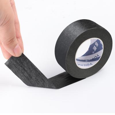 China Papel de crepe negro de alta temperatura de tamaño personalizado de venta al por mayor cinta de enmascaramiento en venta