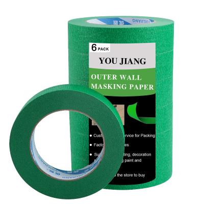 China Original Crepe Paper Masking Paint Tape Green Wholesale Slitting for sale