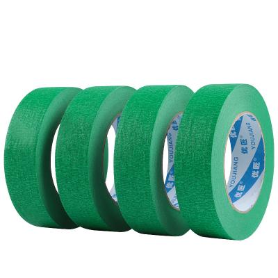China Green Crepe Masking Tape Easy Peel Thick Fita Crepe Auto Paint Paper Masking Tape For Car Detailing for sale