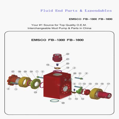 China EMSCO FB1300 Fluid End Parts Drilling Rig Mud Pump Parts for sale