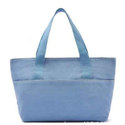 China Recyclable Blue Plain Canvas Tote Bag With Two Pocket 47 x 42 x 50 cm for sale