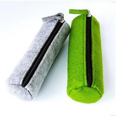 China Cylindric Felt Zipper Soft Pencil Pouch Eco-Friendly Waterproof Single Layer for sale