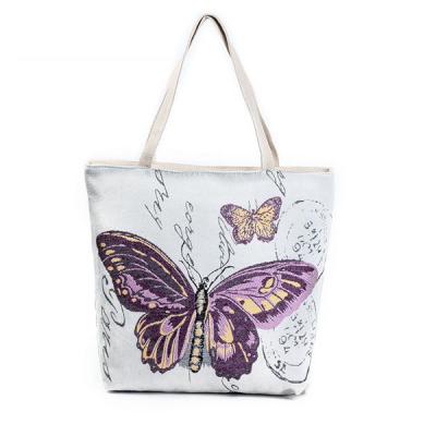 China Butterfly Printed Shoulder Bags for Girls , Tote Shopper Bag for sale