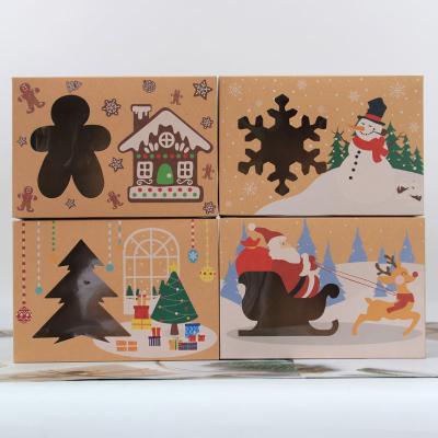 China Christmas style biodegradable paper food packaging box,PVC open Gift Biodergradable paper food packaging for sale