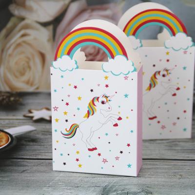 China Cajas de empaquetado 8g/Pcs de Unicorn White Cardboard Bakery Dessert del arco iris en venta