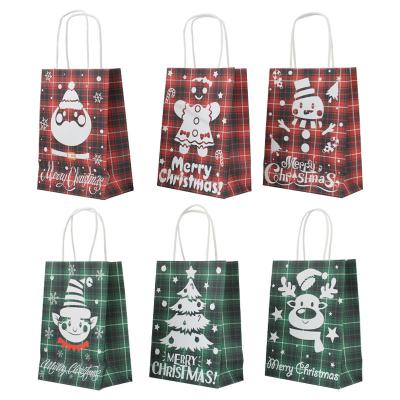 China ECO Friendly British Style Grid Kraft Paper Christmas Gift Bags 21g/Pcs for sale