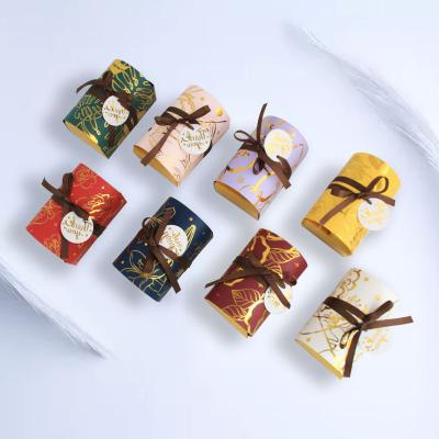 China Ribbon Bronzing Cardboard Food Packaging Wedding Candy Boxes 10g/Pcs for sale