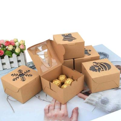 China Kraft Paper Food Packaging Christmas Pillow Boxes With Window 20g for sale