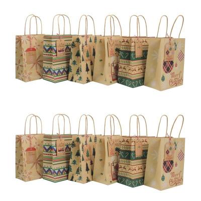 China Christmas Hang Tag Printed Kraft Paper Bags With Handles 60g/Pcs for sale