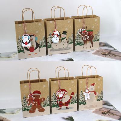China Cartoon Christmas Printed Paper Bags Eco Kraft Bags 32g/Pcs for sale
