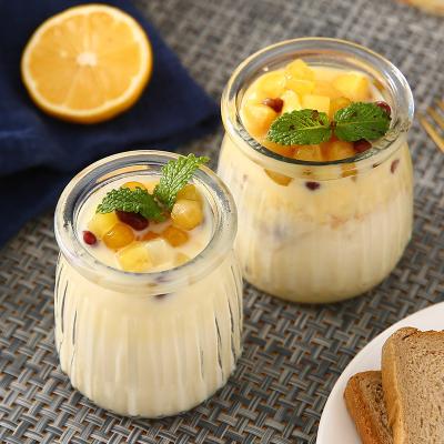 China Lead Free 3.4oz Yogurt Food Glass Packaging Jar For Pudding 100ML for sale