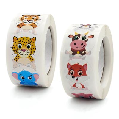 China Tierkarikatur-Papier-kundenspezifischer Aufkleber beschriftet 8*6*8cm für das Material der Kinder zu verkaufen