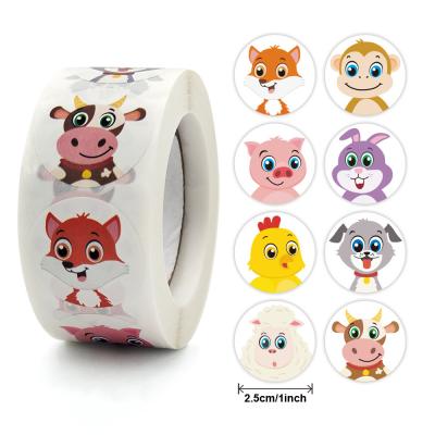 China Papel de desenhos animados de animais Etiquetas de adesivos personalizadas para coisas infantis, impressão de adesivos de logotipo à venda
