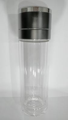 China Largesize Glass Water Bottle Stainless Steel Push Opening With Cloth Sleeve Pouch for sale