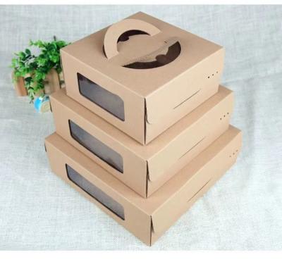 China Caixa de bolo de queijo portátil de papel kraft de 8 polegadas e 10 polegadas, caixa de embalagem de pizza, caixa de presente universal de mil camadas de durian à venda