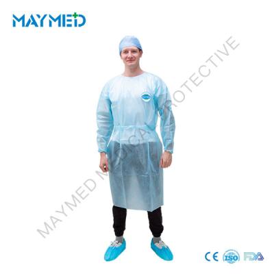 China Blue Disposable Medical PP PE Isolation Gown for sale