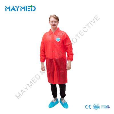 China Basic Protection Disposable PP Non Woven Lab Coat for sale