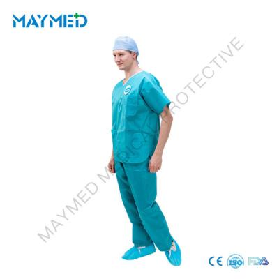 China Durable Antistatic SMS V - Neck Disposable Scrub Suits for sale