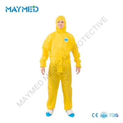 China 82gsm Yellow Type 3 Disposable Medical Coveralls S-5XL Chemical protective clothing garments for sale