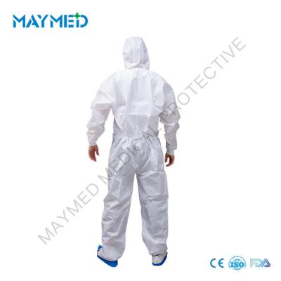 China White Medical PPE Suit Disposable Coverall SMS With Hood PPE Kit for sale