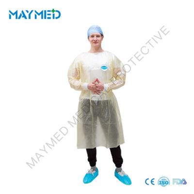 China Single Use Long Sleeve Knitted Cuff PP Nonwoven Isolation Gown for sale