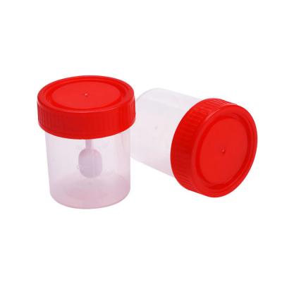 China Disposable Hospital Urine And Stool Sample Containers Red Lid Pp Cover for sale