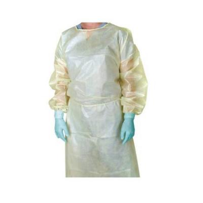 China 65gsm Disposable Medical Gowns PP PE Fluid Resistant Isolation Gowns for sale
