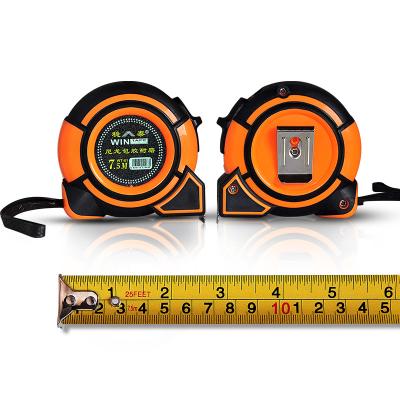 China Nylon Coated Steel Tape Measure 7.5m 25ft Orange With Manual Lock for sale