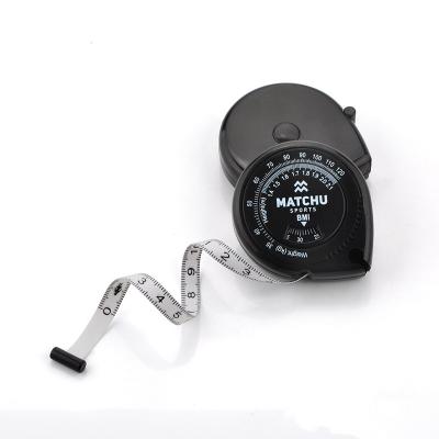 China 1.5m Black Compact BMI Measuring Tape For Body Fitness Measuring for sale